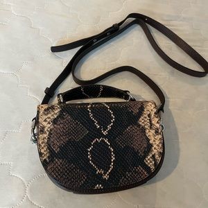 Burgundy and snake print crossbody